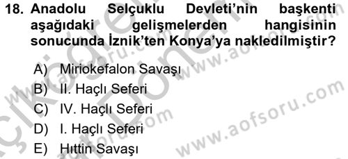 Bizans Tarihi Dersi 2016 - 2017 Yılı (Vize) Ara Sınav Soruları 18. Soru