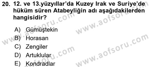 Bizans Tarihi Dersi 2016 - 2017 Yılı (Vize) Ara Sınav Soruları 20. Soru