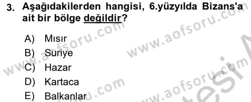 Bizans Tarihi Dersi 2016 - 2017 Yılı (Vize) Ara Sınav Soruları 3. Soru