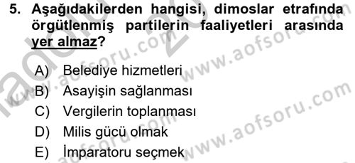 Bizans Tarihi Dersi 2016 - 2017 Yılı (Vize) Ara Sınav Soruları 5. Soru