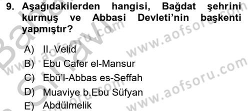 Bizans Tarihi Dersi 2016 - 2017 Yılı (Vize) Ara Sınav Soruları 9. Soru