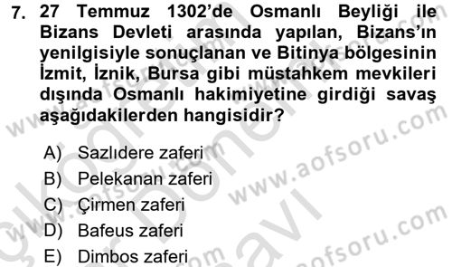 Bizans Tarihi Dersi 2016 - 2017 Yılı (Final) Dönem Sonu Sınav Soruları 7. Soru