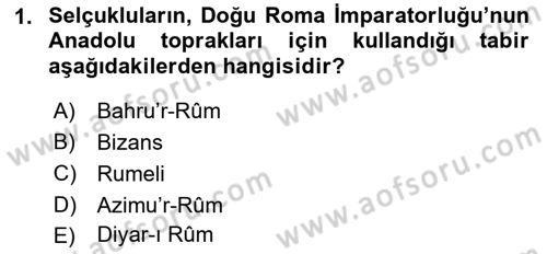 Bizans Tarihi Dersi 2017 - 2018 Yılı (Vize) Ara Sınav Soruları 1. Soru