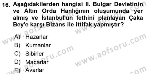 Bizans Tarihi Dersi 2017 - 2018 Yılı (Vize) Ara Sınav Soruları 16. Soru
