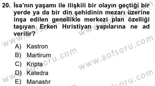 Bizans Tarihi Dersi 2017 - 2018 Yılı (Final) Dönem Sonu Sınav Soruları 20. Soru