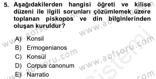 Bizans Tarihi Dersi 2017 - 2018 Yılı (Final) Dönem Sonu Sınavı 5. Soru