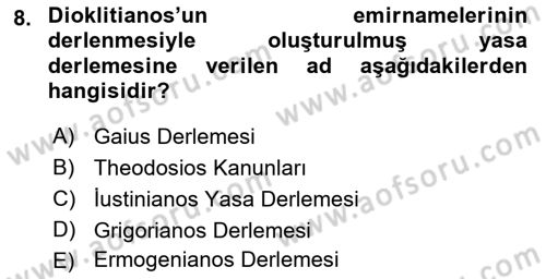 Bizans Tarihi Dersi 2017 - 2018 Yılı (Final) Dönem Sonu Sınav Soruları 8. Soru
