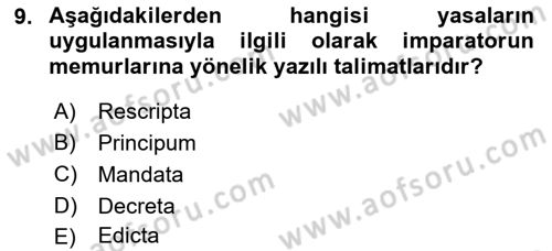 Bizans Tarihi Dersi 2017 - 2018 Yılı (Final) Dönem Sonu Sınav Soruları 9. Soru