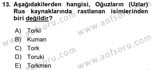 Bizans Tarihi Dersi 2018 - 2019 Yılı (Vize) Ara Sınav Soruları 13. Soru