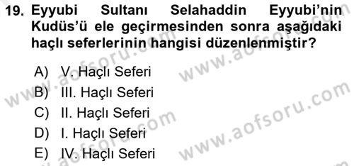 Bizans Tarihi Dersi 2018 - 2019 Yılı (Vize) Ara Sınav Soruları 19. Soru