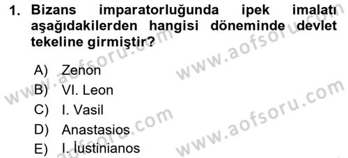 Bizans Tarihi Dersi 2018 - 2019 Yılı Yaz Okulu Sınav Soruları 1. Soru