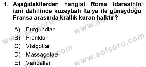 Bizans Tarihi Dersi 2023 - 2024 Yılı (Vize) Ara Sınav Soruları 1. Soru