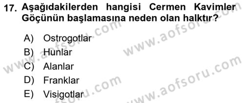 Bizans Tarihi Dersi 2023 - 2024 Yılı (Vize) Ara Sınav Soruları 17. Soru