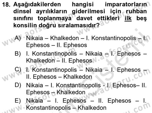 Bizans Tarihi Dersi 2023 - 2024 Yılı (Vize) Ara Sınav Soruları 18. Soru