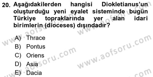 Bizans Tarihi Dersi 2023 - 2024 Yılı (Vize) Ara Sınav Soruları 20. Soru