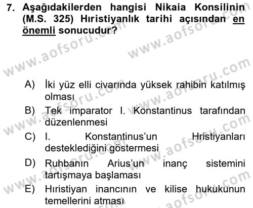 Bizans Tarihi Dersi 2023 - 2024 Yılı (Vize) Ara Sınav Soruları 7. Soru