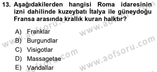 Bizans Tarihi Dersi 2023 - 2024 Yılı (Final) Dönem Sonu Sınav Soruları 13. Soru