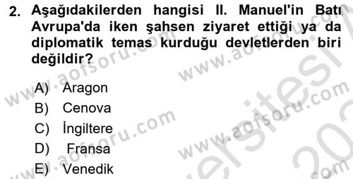 Bizans Tarihi Dersi 2023 - 2024 Yılı (Final) Dönem Sonu Sınav Soruları 2. Soru