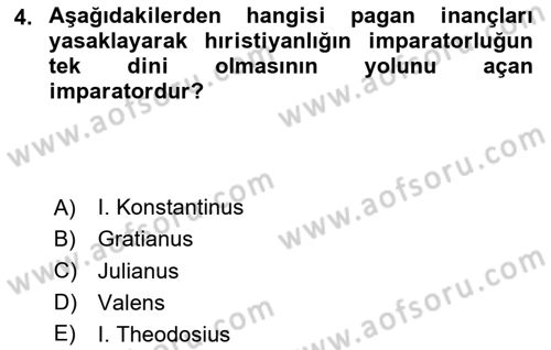 Bizans Tarihi Dersi 2023 - 2024 Yılı Yaz Okulu Sınav Soruları 4. Soru