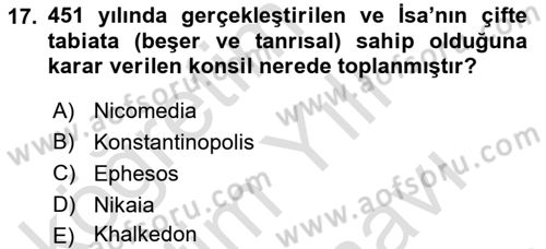 Bizans Tarihi Dersi 2024 - 2025 Yılı (Vize) Ara Sınav Soruları 17. Soru