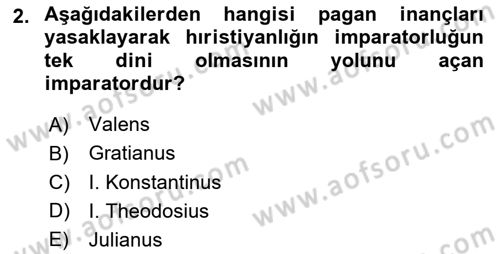 Bizans Tarihi Dersi 2024 - 2025 Yılı (Vize) Ara Sınav Soruları 2. Soru