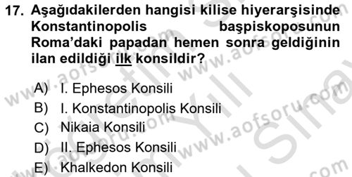 Bizans Tarihi Dersi 2024 - 2025 Yılı (Final) Dönem Sonu Sınav Soruları 17. Soru