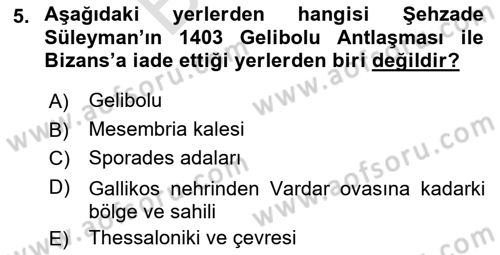 Bizans Tarihi Dersi 2024 - 2025 Yılı (Final) Dönem Sonu Sınav Soruları 5. Soru
