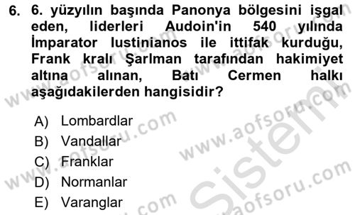 Bizans Tarihi Dersi 2024 - 2025 Yılı (Final) Dönem Sonu Sınav Soruları 6. Soru