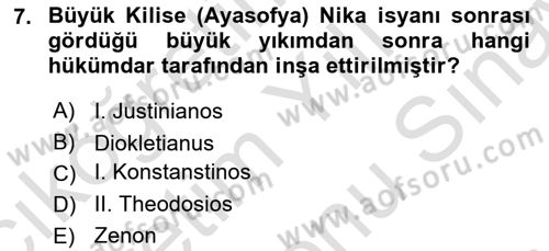 Bizans Tarihi Dersi 2024 - 2025 Yılı (Final) Dönem Sonu Sınav Soruları 7. Soru