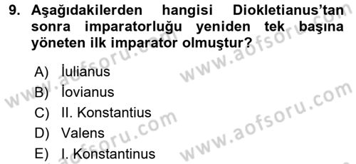 Bizans Tarihi Dersi 2024 - 2025 Yılı (Final) Dönem Sonu Sınav Soruları 9. Soru