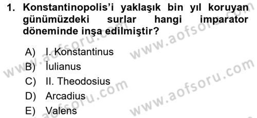 Bizans Tarihi Dersi 2024 - 2025 Yılı Yaz Okulu Sınav Soruları 1. Soru