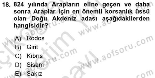 Bizans Tarihi Dersi 2024 - 2025 Yılı Yaz Okulu Sınav Soruları 18. Soru