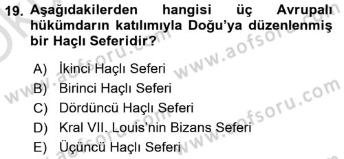 Bizans Tarihi Dersi 2024 - 2025 Yılı Yaz Okulu Sınav Soruları 19. Soru