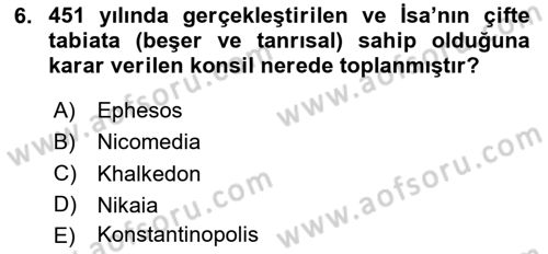 Bizans Tarihi Dersi 2024 - 2025 Yılı Yaz Okulu Sınav Soruları 6. Soru