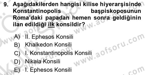 Bizans Tarihi Dersi 2024 - 2025 Yılı Yaz Okulu Sınav Soruları 9. Soru