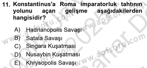 Bizans Tarihi Dersi 2025 - 2026 Yılı (Vize) Ara Sınav Soruları 11. Soru