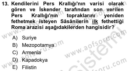 Bizans Tarihi Dersi 2025 - 2026 Yılı (Vize) Ara Sınav Soruları 13. Soru