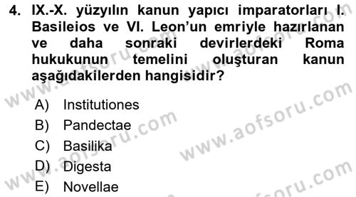 Bizans Tarihi Dersi 2025 - 2026 Yılı (Vize) Ara Sınav Soruları 4. Soru