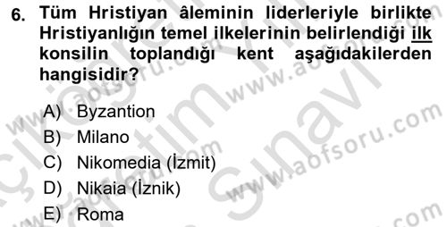 Bizans Tarihi Dersi 2025 - 2026 Yılı (Vize) Ara Sınav Soruları 6. Soru