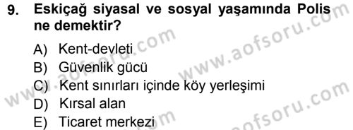 Hellen ve Roma Tarihi Dersi Ara Sınavı Deneme Sınav Soruları 9. Soru