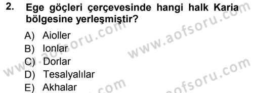 Hellen ve Roma Tarihi Dersi 2012 - 2013 Yılı (Final) Dönem Sonu Sınav Soruları 2. Soru