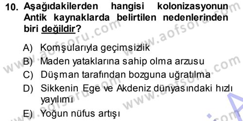 Hellen ve Roma Tarihi Dersi Ara Sınavı Deneme Sınav Soruları 10. Soru