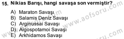 Hellen ve Roma Tarihi Dersi Ara Sınavı Deneme Sınav Soruları 15. Soru