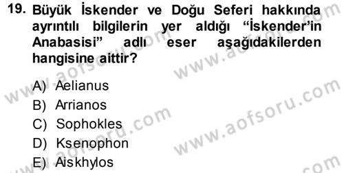Hellen ve Roma Tarihi Dersi Ara Sınavı Deneme Sınav Soruları 19. Soru