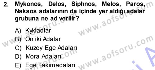 Hellen ve Roma Tarihi Dersi 2013 - 2014 Yılı (Vize) Ara Sınav Soruları 2. Soru