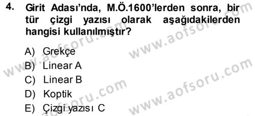Hellen ve Roma Tarihi Dersi 2013 - 2014 Yılı (Vize) Ara Sınav Soruları 4. Soru