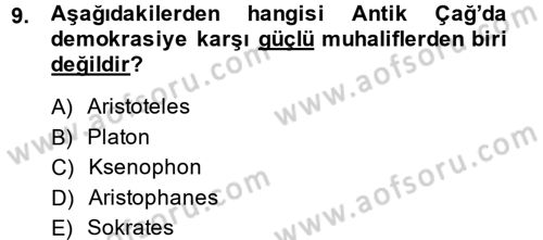 Hellen ve Roma Tarihi Dersi 2013 - 2014 Yılı (Vize) Ara Sınav Soruları 9. Soru