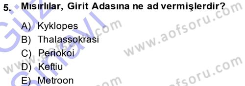 Hellen ve Roma Tarihi Dersi Ara Sınavı Deneme Sınav Soruları 5. Soru