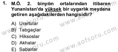 Hellen ve Roma Tarihi Dersi 2014 - 2015 Yılı (Final) Dönem Sonu Sınav Soruları 1. Soru
