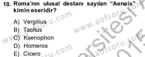 Hellen ve Roma Tarihi Dersi 2014 - 2015 Yılı (Final) Dönem Sonu Sınav Soruları 10. Soru